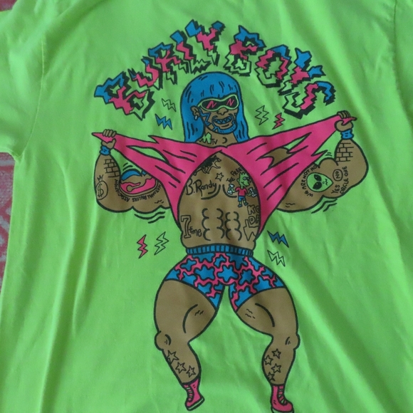 Rare RIFF RAFF Burly Boys Tee M raptee neon green - Picture 2 of 6